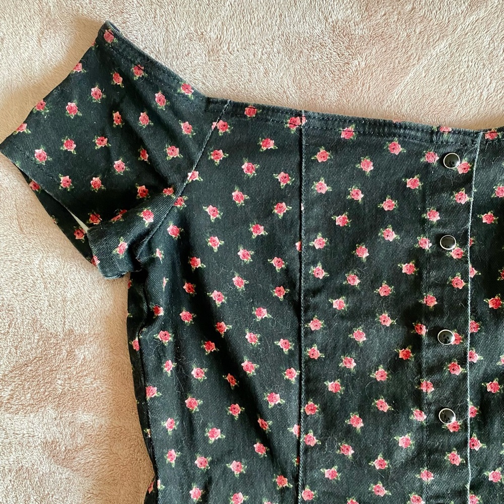 Denim Floral Mini Dress
